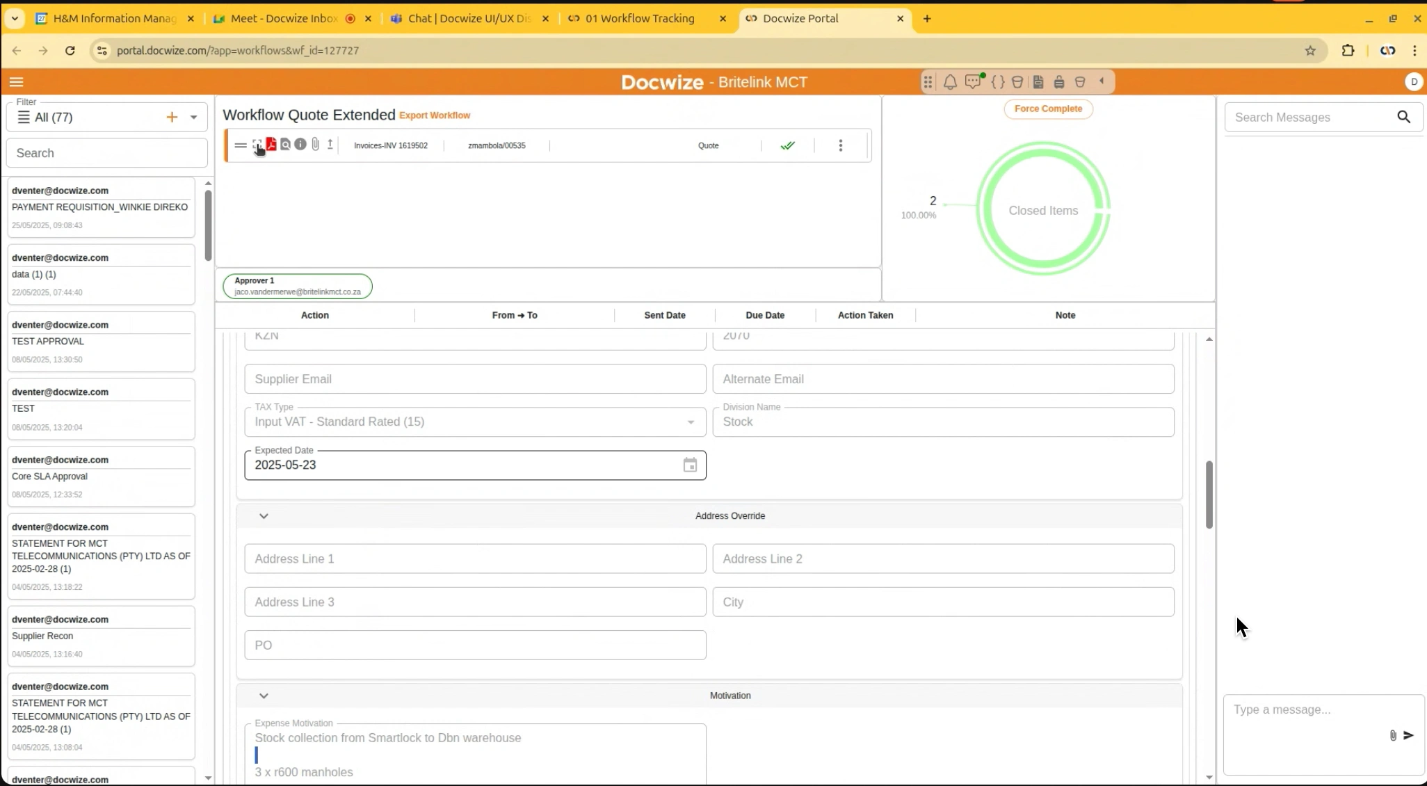 Legacy Docwize inbox with interaction heat map